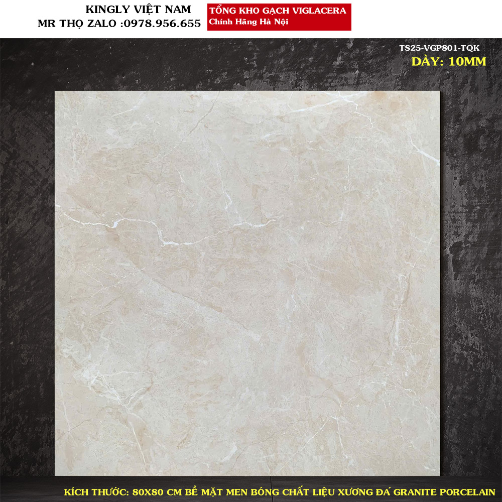 Gạch lát nền Viglacera 80x80 TS25-VGP801 Loại A1